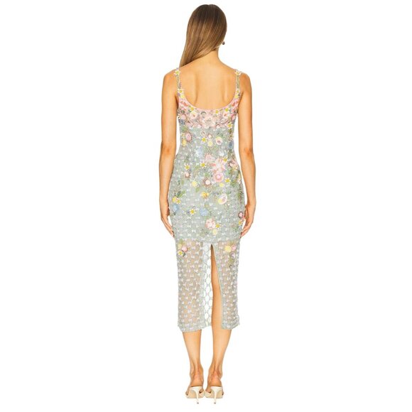 LA FUORI Aurora Twilight Blossom Dress in Misty Green Small New Womens Midi - Picture 3 of 17